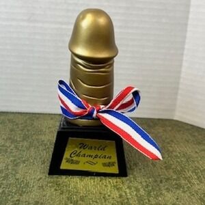 World Champion Novelty Big Dick Trophy Gold Phallic Gag Gift Party Award